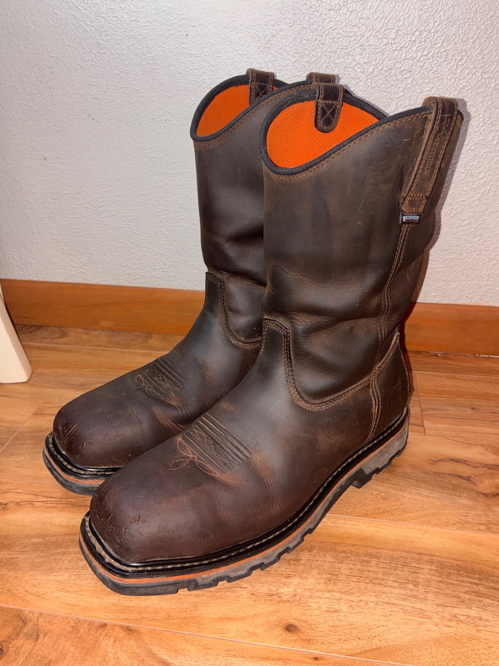 Timberland Men’s PRO True Grit Pull-On Waterproof Work Boot,brown-size 11.5 wide